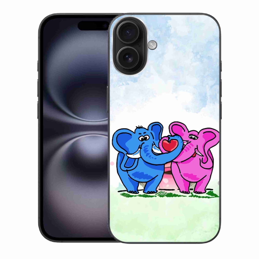 Gél borítás mmCase iPhone 16 Plus készülékhez - szerelmes elefántok