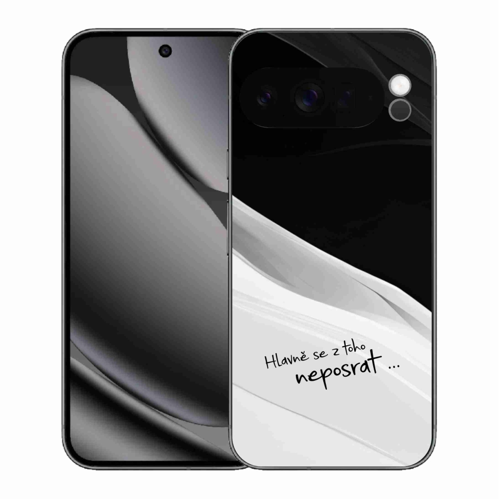 Gél borítás mmCase a Google Pixel 10 Pro XL-hez - vicces szöveg 13 fehér és fekete háttérrel