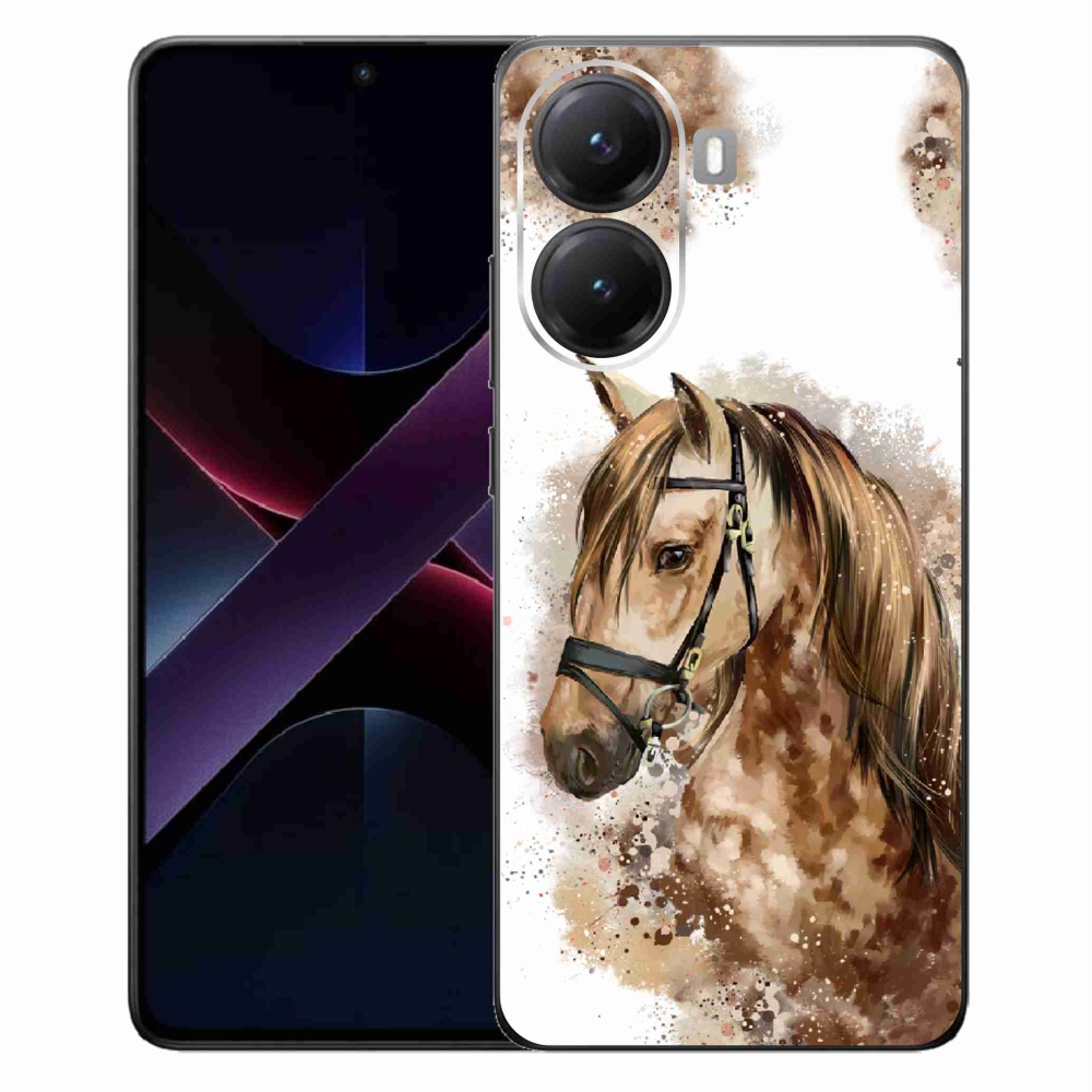 Gél borítás mmCase a Xiaomi Poco X7 Pro 5G számára - barna rajzfilm ló