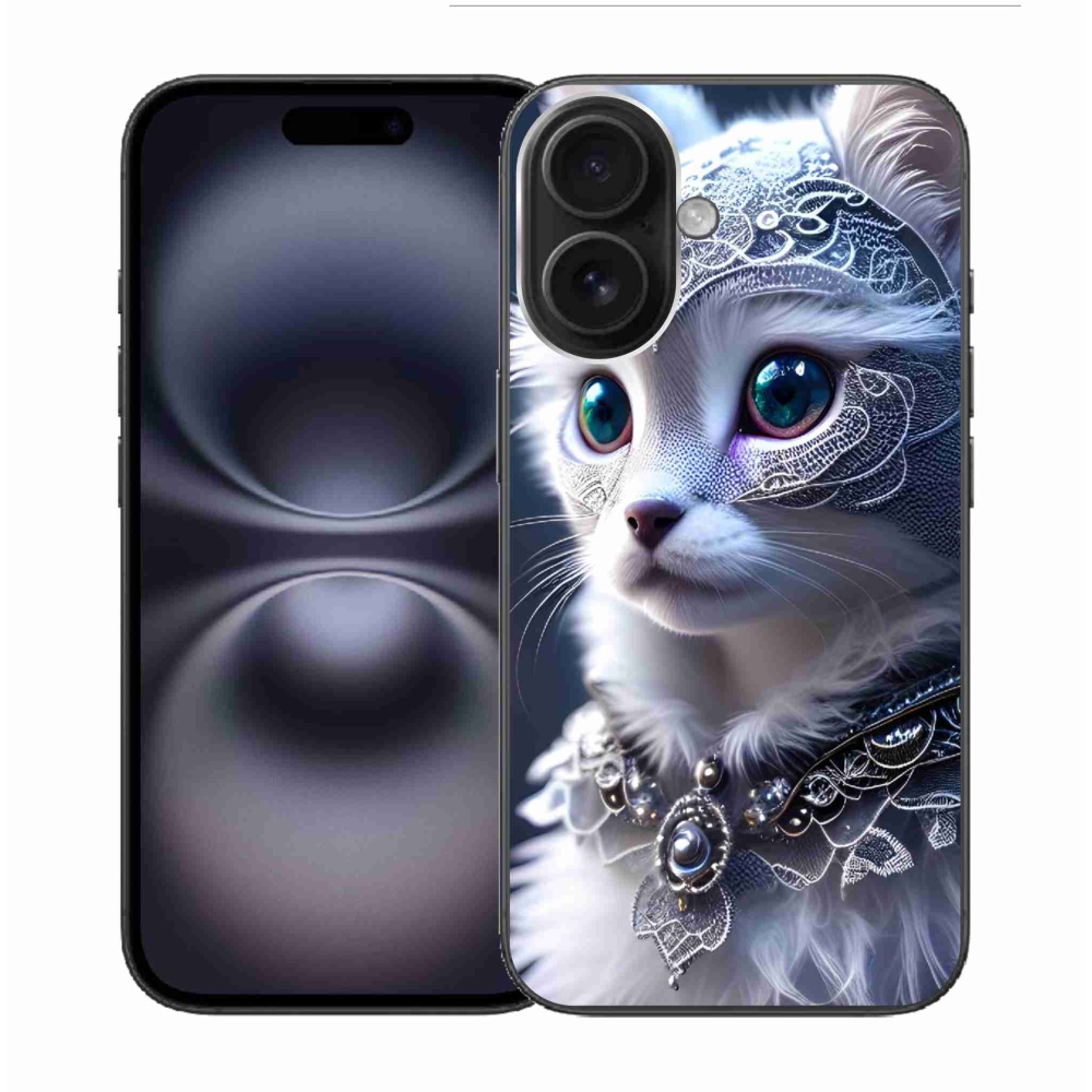 Zselés borítás mmCase iPhone 16 készülékhez - fehér macska
