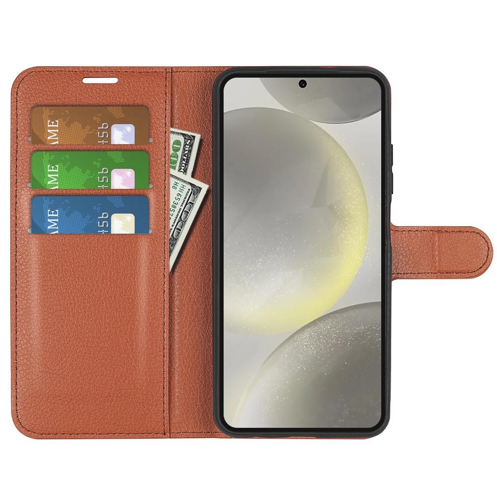 Litchi könyv tok Samsung Galaxy S24 FE készülékhez - barna