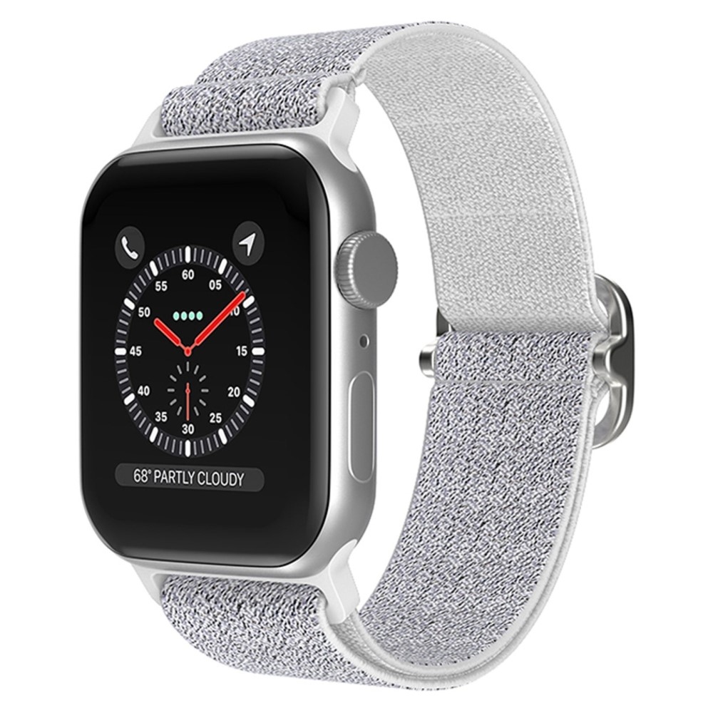 Dekor nejlon szíj Apple Watch Ultra/Ultra 2 49mm/SE/SE 2022/2023 44mm/9/8/7 45mm/6/5/4 44mm/3/2/1 42 mm-es Apple Watch Ultra/Ultra 2 órához - ezüst/fehér