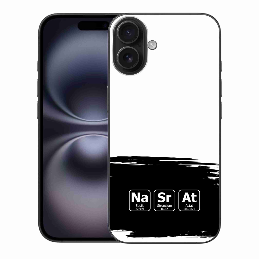 Gél borítás mmCase iPhone 16 Plus készülékhez - kémiai elemek fekete és fehér háttérrel