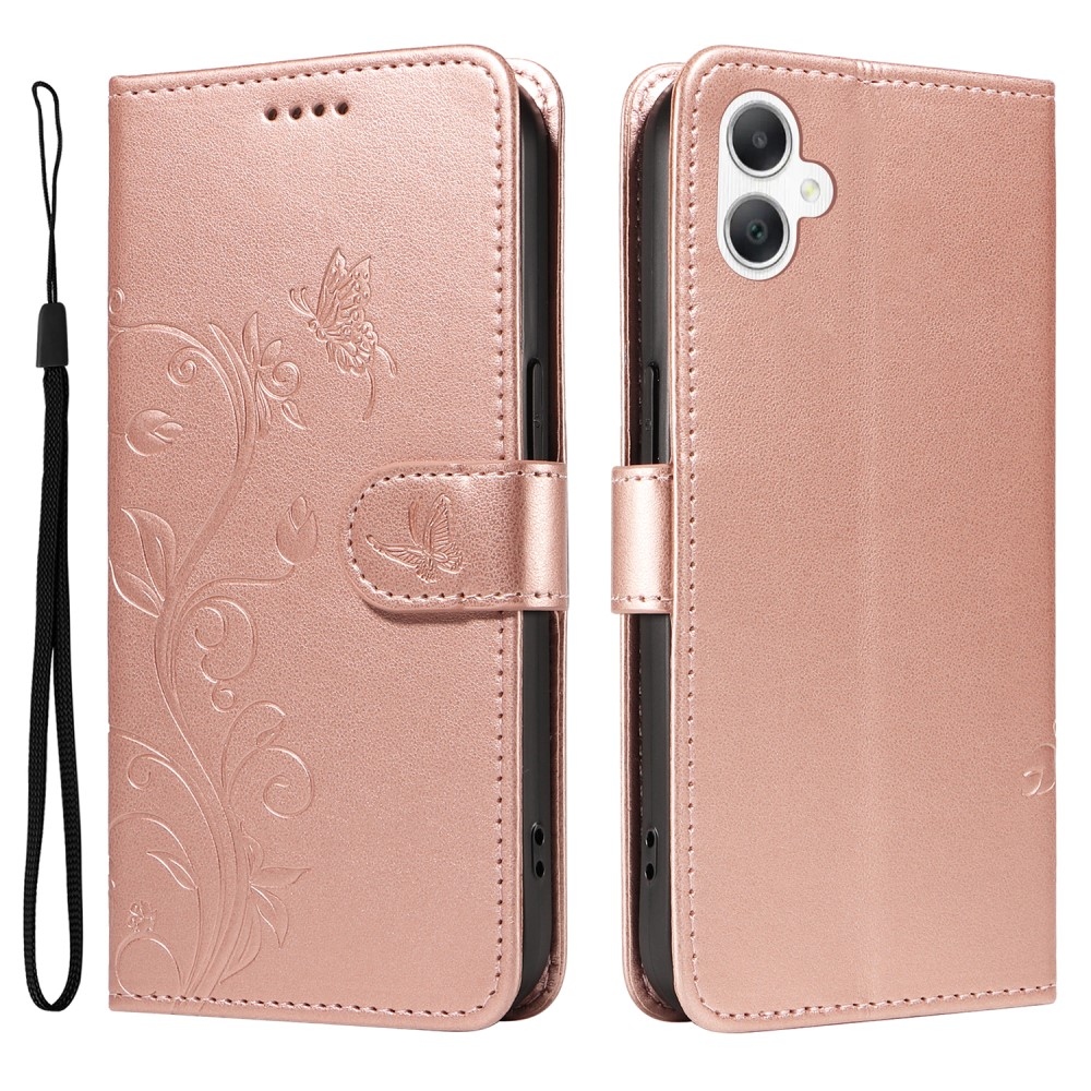 Virágos könyv tok Samsung Galaxy A06 4G készülékhez - rózsaarany