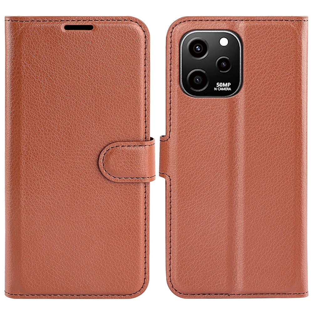 Litchi könyv tok Huawei Nova Y61-hez - barna