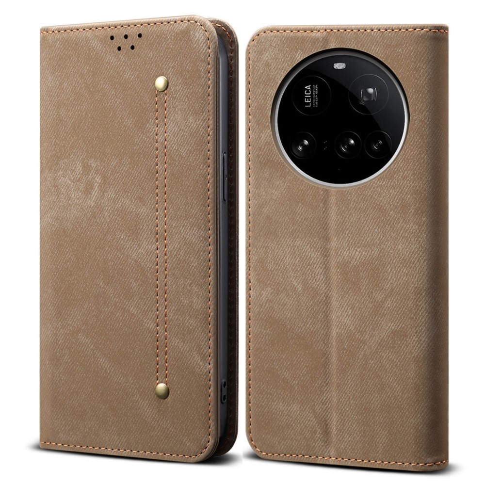 Jeanse könyvtáska Xiaomi 15 Ultra - khaki színben