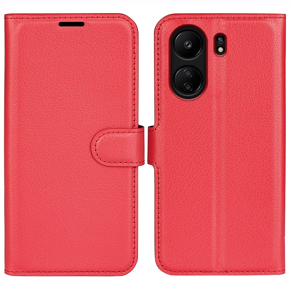 Litchi könyv tok a Xiaomi Poco C65/Redmi 13C-hez - piros