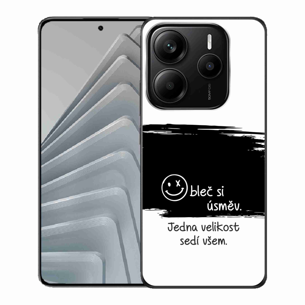 Gél borító mmCase a Xiaomi Redmi Note 14 5G-hez - vicces szöveg 8 fekete és fehér háttérrel