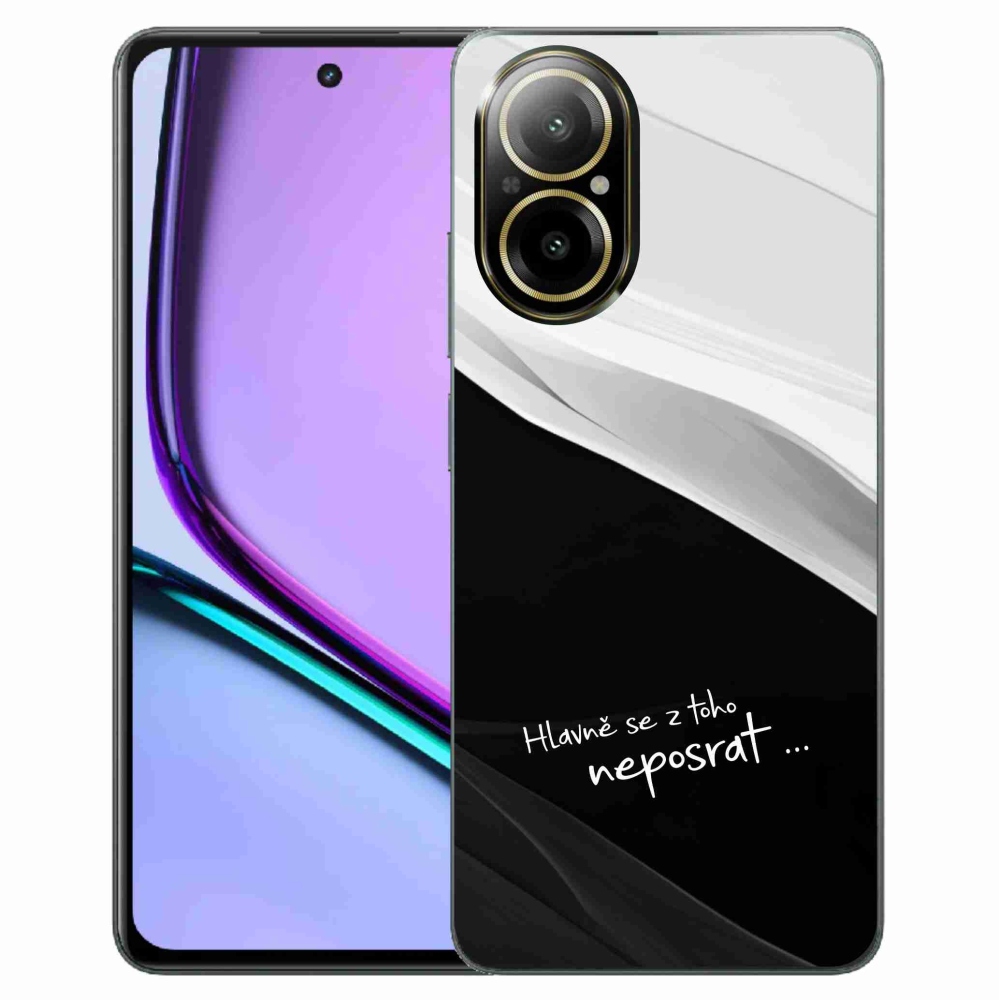 Gél borító mmCase a Realme C67 készülékhez - vicces szöveg 13 fekete és fehér háttérrel