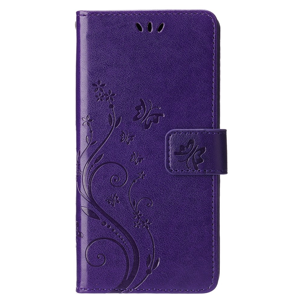 Virágok könyvtáska iPhone 15 Pro készülékhez - sötétlila