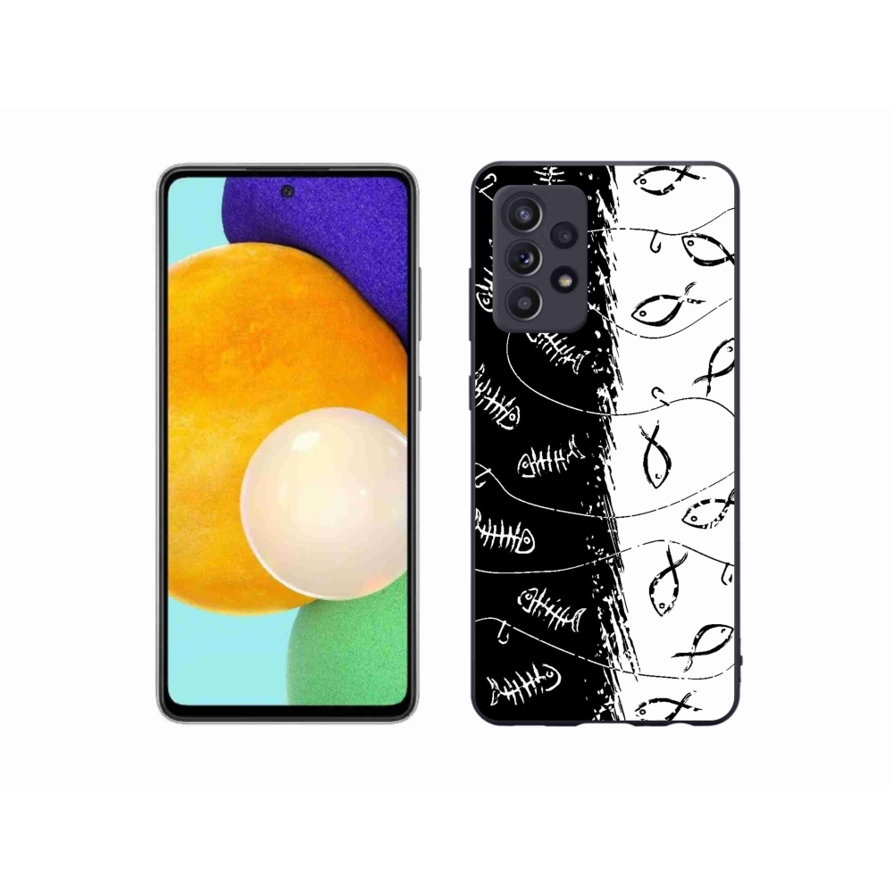 Zselés borító mmCase Samsung Galaxy A52/A52 5G - csontvázak és halak számára