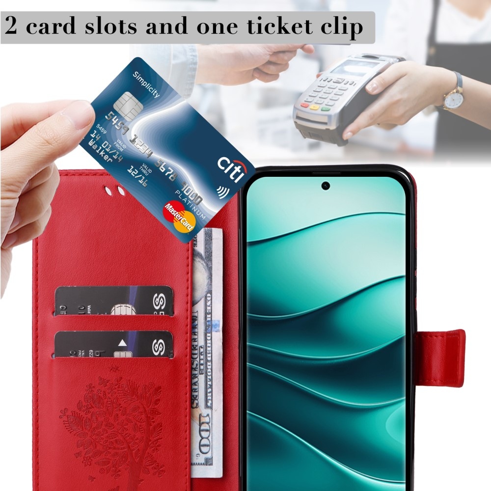 Fák könyve tok Xiaomi Redmi Note 14 Pro 5G/Poco X7 5G/Note 14 Pro+ 5G - piros