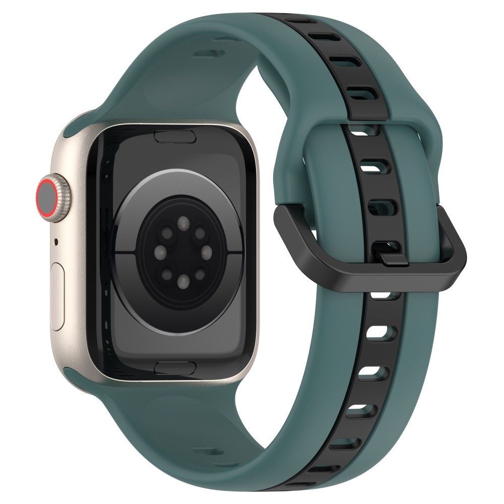 Szíj szilikon szíj Apple Watch Ultra/Ultra 2 49mm/SE/SE 2022/2023 44mm/9/8/7 45mm/6/5/4 44mm/3/2/1 42 mm-es Apple Watch Ultra/Ultra 2 órához - zöld/fekete színű
