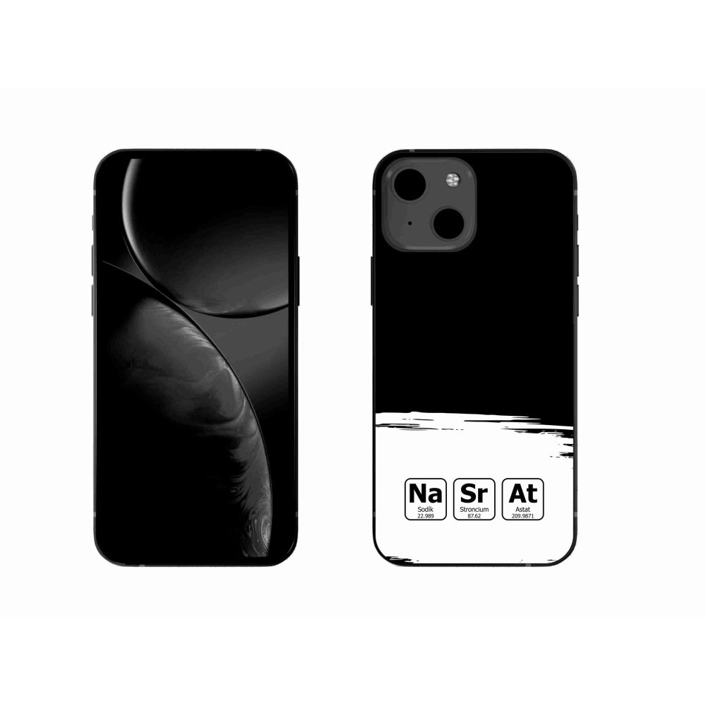 Gél borítás mmCase iPhone 13 6.1 készülékhez - kémiai elemek fehér és fekete háttérrel