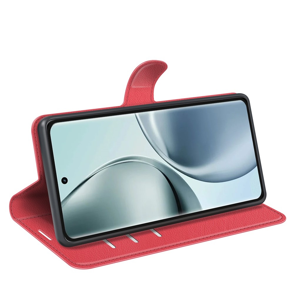 Litchi könyvtáska a Realme 14 Pro 5G készülékhez - piros