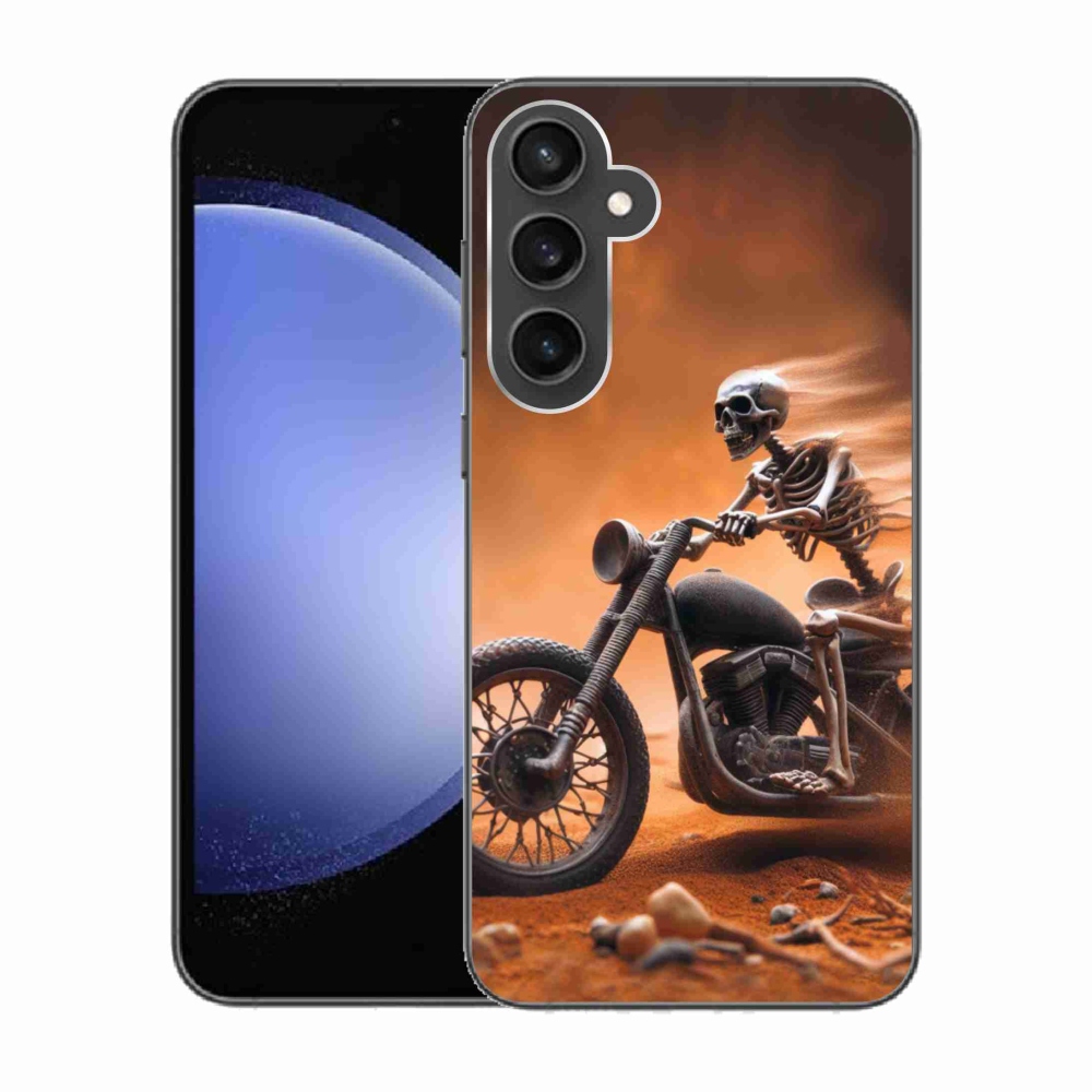 Zselés borítás mmCase Samsung Galaxy S23 FE - csontváz egy motorkerékpáron