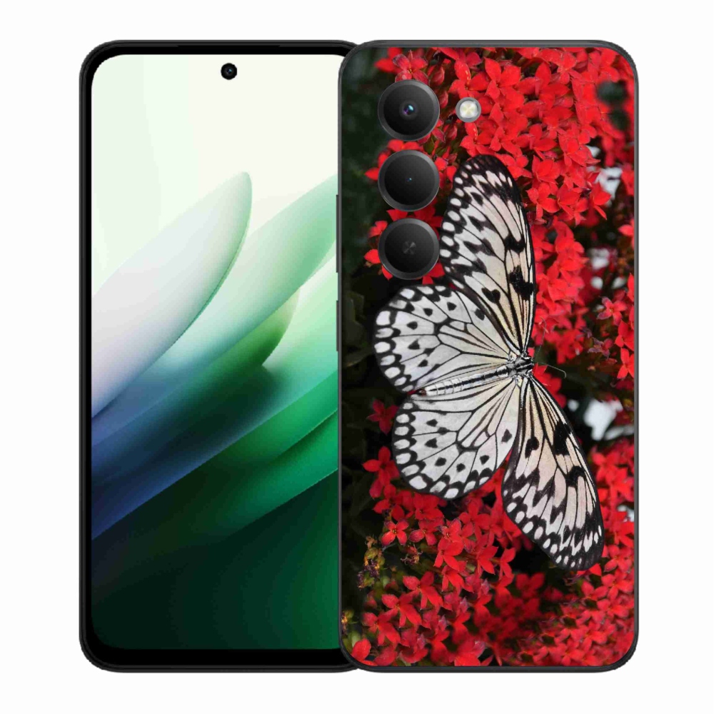 Gél borítás mmCase a Xiaomi Redmi 15 5G-hez - fekete-fehér pillangó 1