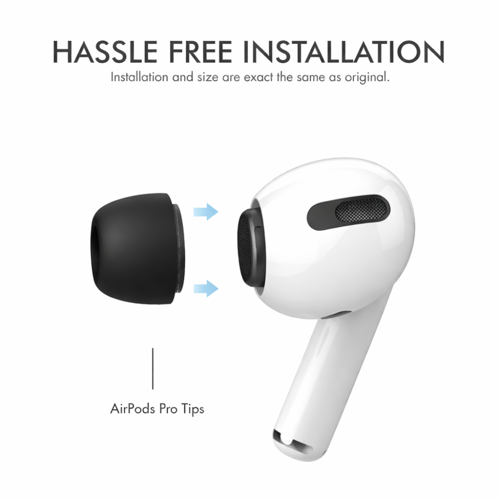 Fekete szilikon fülpárnák, amelyek kompatibilisek az AirPods Pro/Pro 2 készülékkel - S/M/L méret