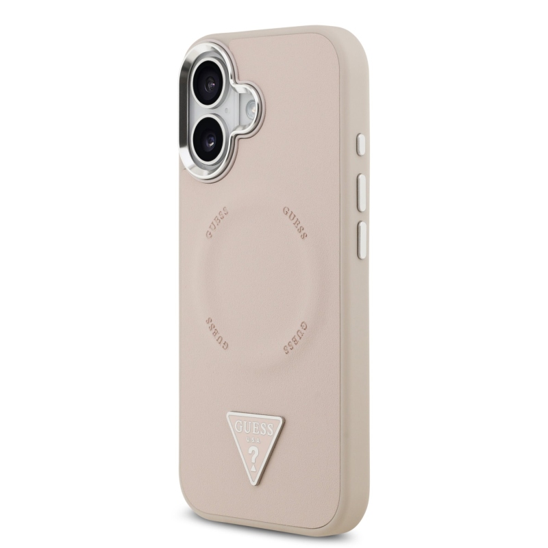 Guess PU bőr háromszög logó MagSafe hátlap iPhone 17 rózsaszínhez