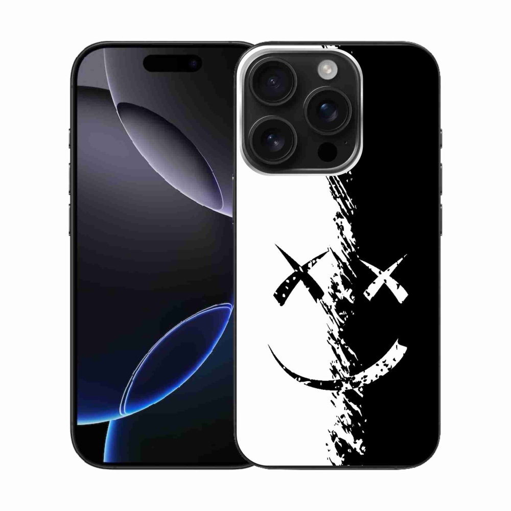 Zselés borítás mmCase iPhone 16 Pro készülékhez - fekete-fehér mosolygó