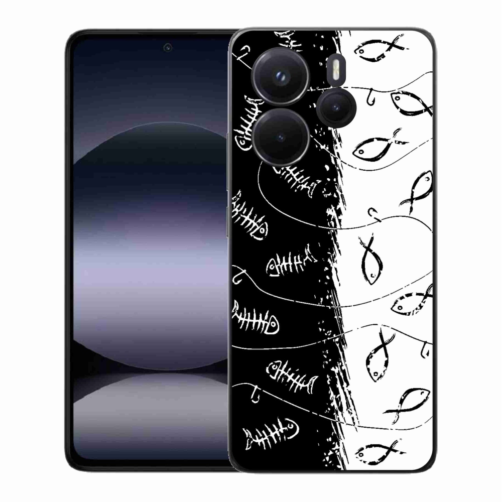 Gél borító mmCase a Xiaomi Redmi Note 14-hez - csontvázak és halak