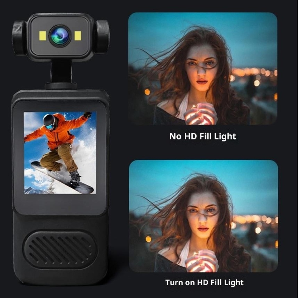 Y2 mini 4K kamera kijelzővel, forgatható objektívvel és fénnyel