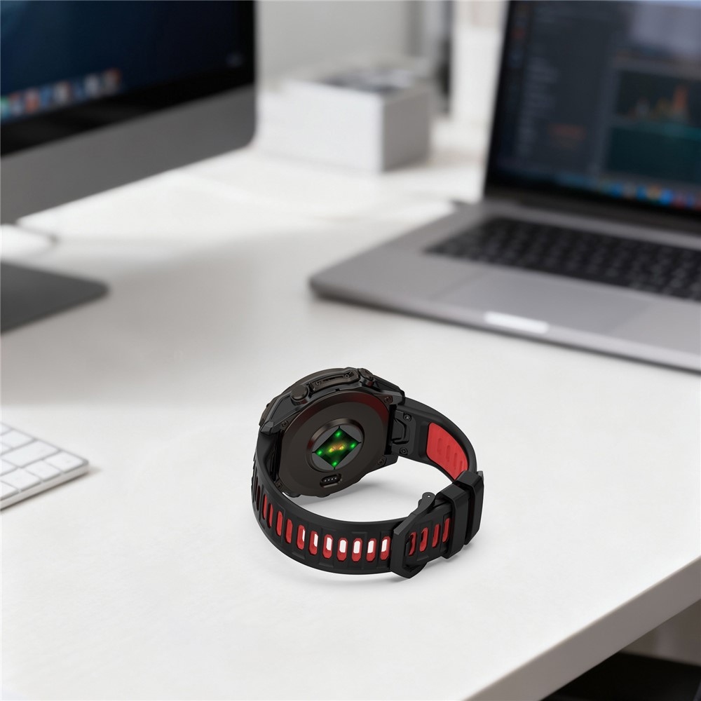 Scheme szilikon karkötő, 22 mm, Garmin Fenix 8 Pro 47 mm/Fenix 8 47 mm modellekhez – fekete/piros