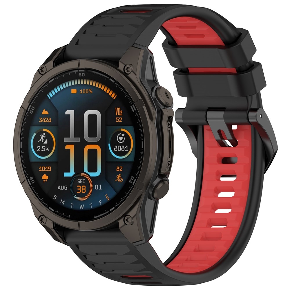 Scheme szilikon karkötő, 22 mm, Garmin Fenix 8 Pro 47 mm/Fenix 8 47 mm modellekhez – fekete/piros