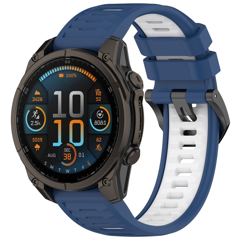 Scheme szilikon karkötő, 22 mm, Garmin Fenix 8 Pro 47 mm/Fenix 8 47 mm modellekhez – kék/fehér