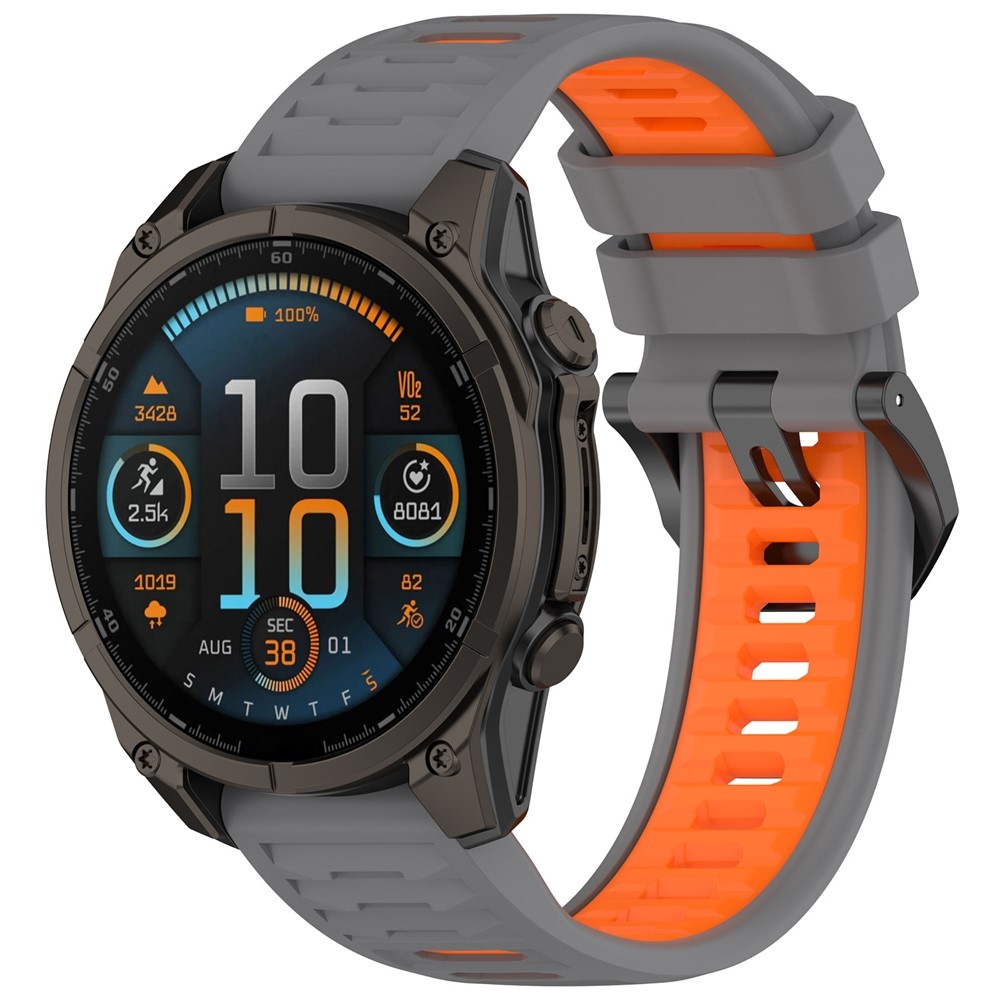 Scheme szilikon karkötő, 22 mm, Garmin Fenix 8 Pro 47 mm/Fenix 8 47 mm-hez – szürke/narancssárga