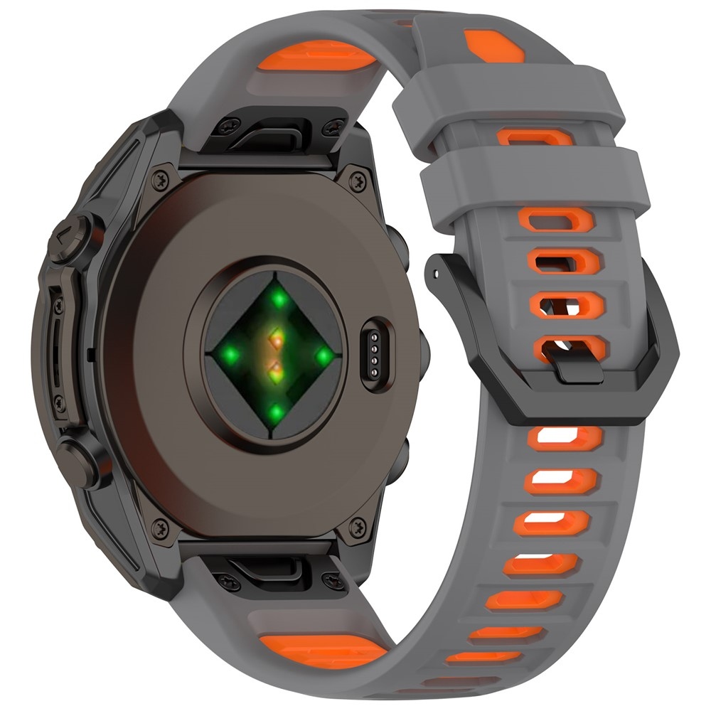 Scheme szilikon karkötő, 22 mm, Garmin Fenix 8 Pro 47 mm/Fenix 8 47 mm-hez – szürke/narancssárga