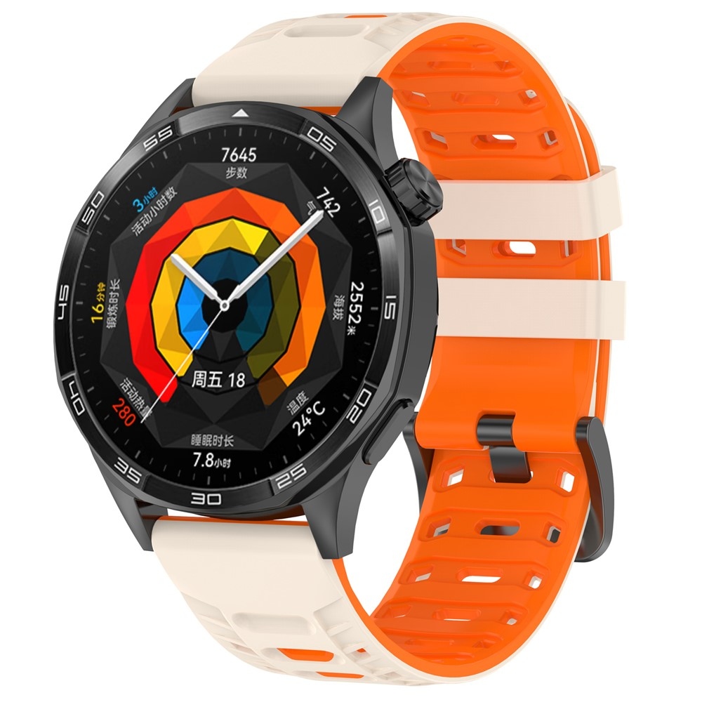 Scheme 22 mm-es szilikon karkötő a Garmin Forerunner 970/Forerunner 570 47 mm/265 modellekhez – bézs/narancssárga
