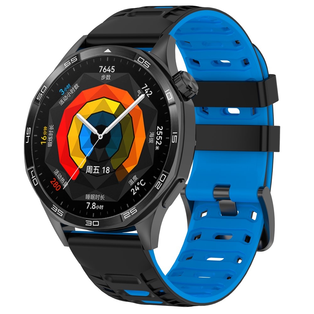 Scheme 22 mm-es szilikon karkötő a Garmin Forerunner 970/Forerunner 570 47 mm/265 modellekhez – fekete/kék