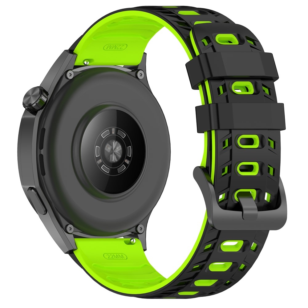 Scheme 22 mm-es szilikon karkötő a Garmin Forerunner 970/Forerunner 570 47 mm/265 modellekhez – fekete/zöld