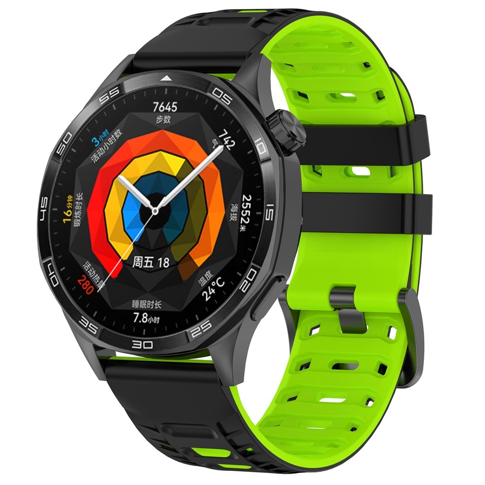 Scheme 22 mm-es szilikon karkötő a Garmin Forerunner 970/Forerunner 570 47 mm/265 modellekhez – fekete/zöld