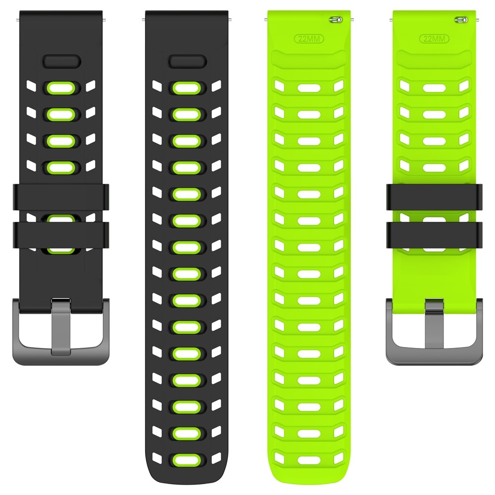 Scheme 22 mm-es szilikon karkötő a Garmin Forerunner 970/Forerunner 570 47 mm/265 modellekhez – fekete/zöld