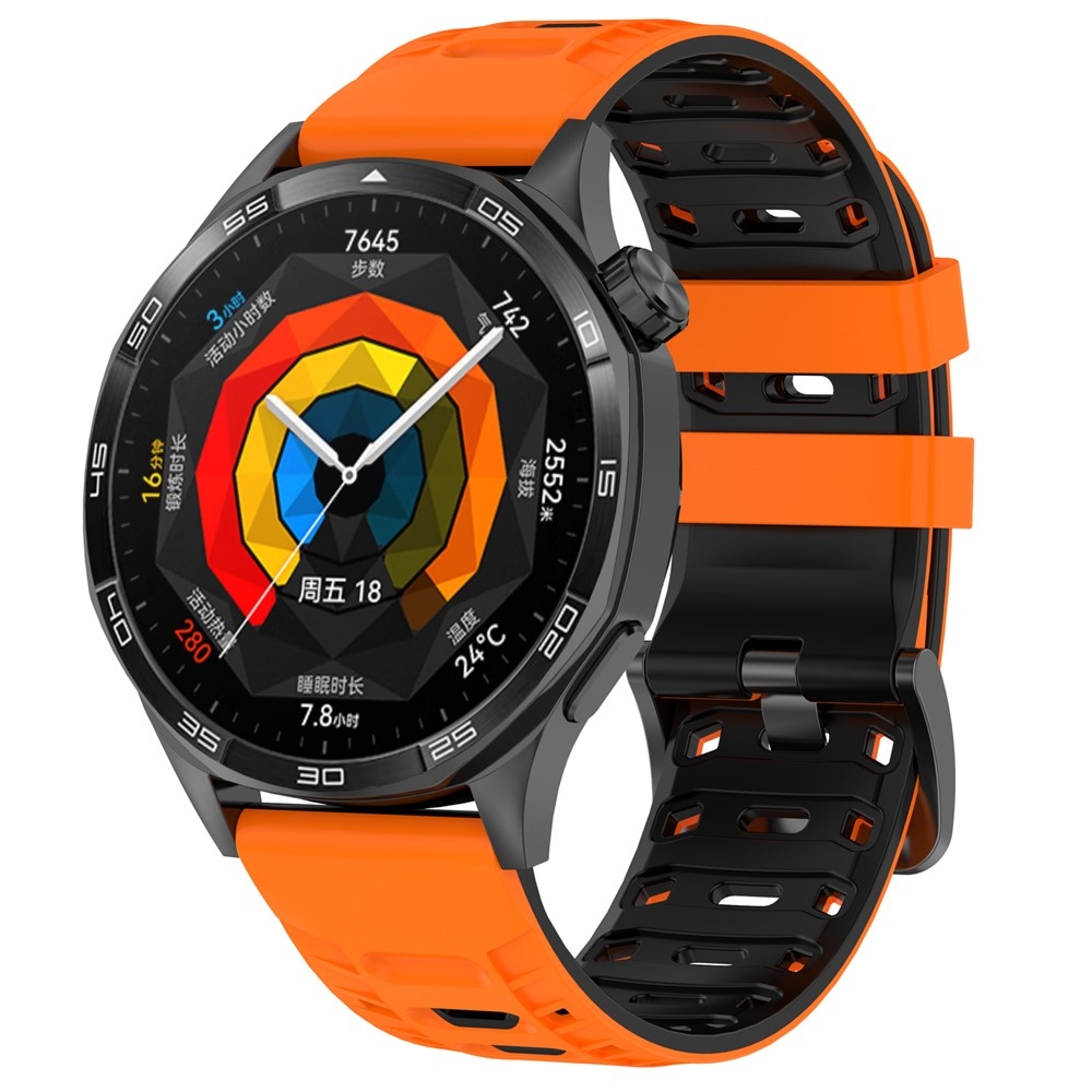 Scheme szilikon karkötő, 22 mm, Garmin Forerunner 970/Forerunner 570 47 mm/265 modellhez – narancssárga/fekete