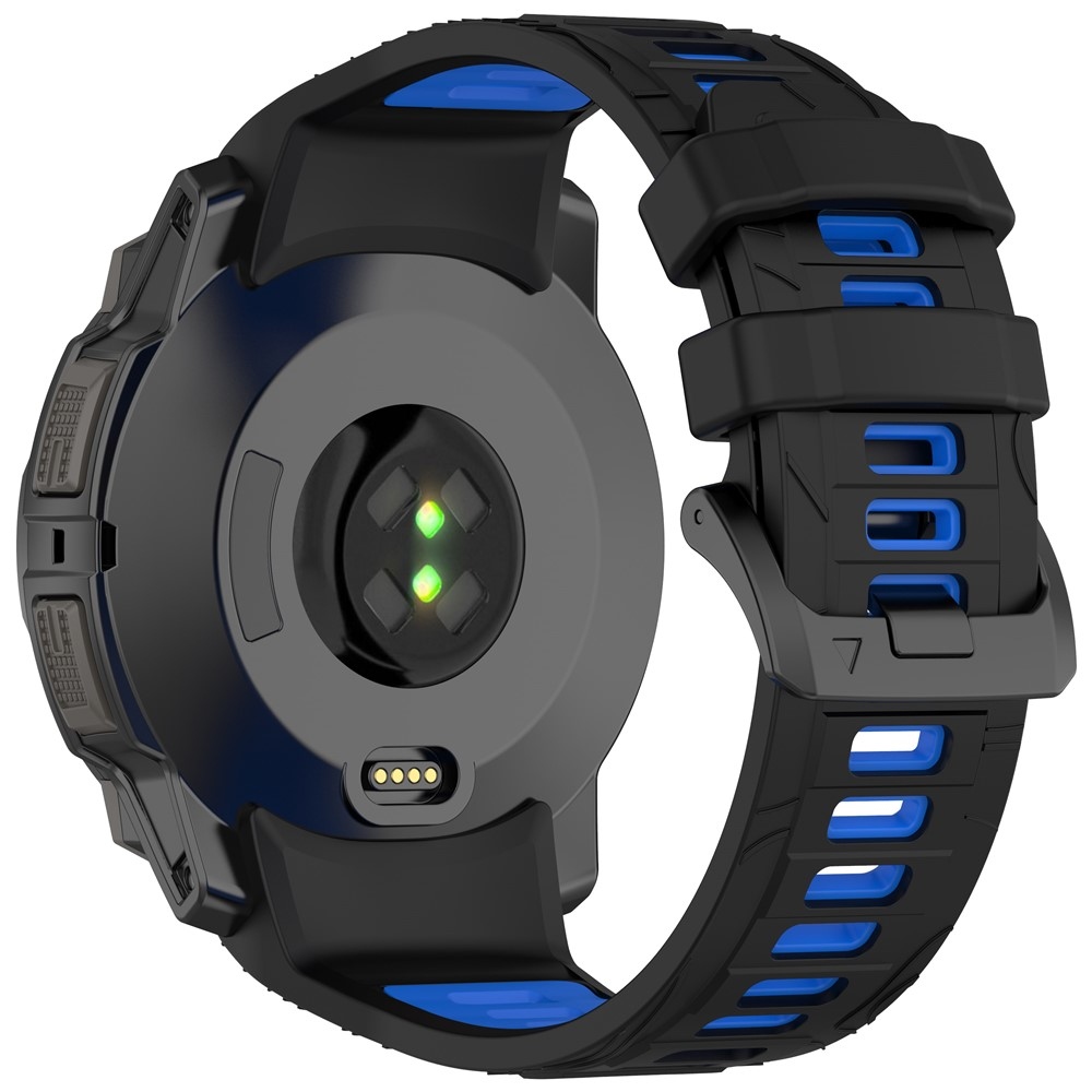 Scheme szilikon karkötő, 22 mm, Garmin Instinct 3 45 mm/Instinct 3 Solar 45 mm modellekhez – fekete/kék