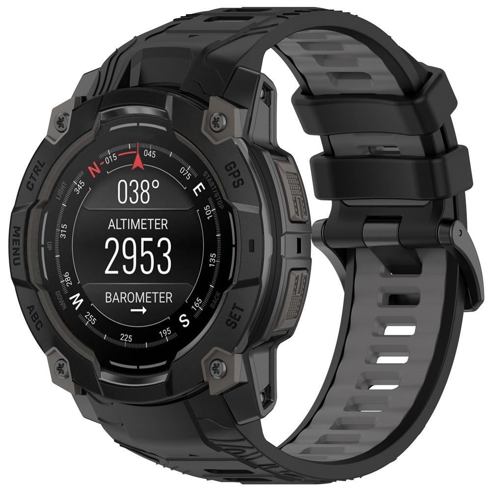 Scheme szilikon karkötő, 22 mm, Garmin Instinct 3 45 mm/Instinct 3 Solar 45 mm modellekhez – fekete/szürke