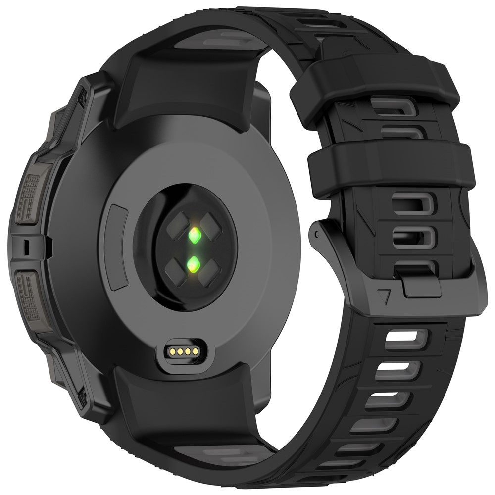 Scheme szilikon karkötő, 22 mm, Garmin Instinct 3 45 mm/Instinct 3 Solar 45 mm modellekhez – fekete/szürke