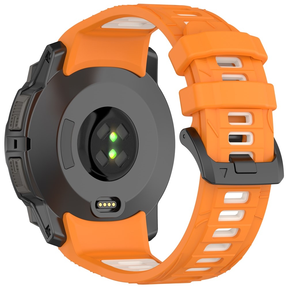 Scheme szilikon karkötő, 22 mm, Garmin Instinct 3 45 mm/Instinct 3 Solar 45 mm modellekhez – narancssárga/bézs
