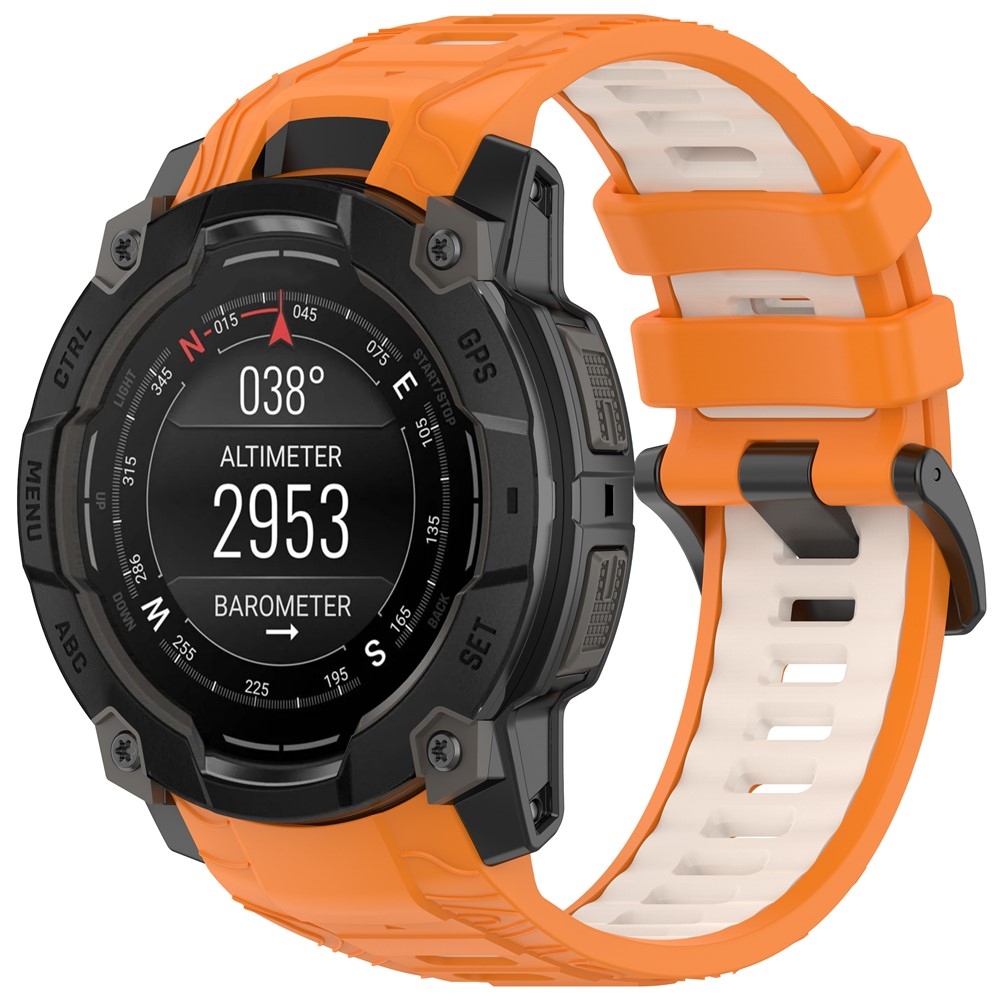 Scheme szilikon karkötő, 22 mm, Garmin Instinct 3 45 mm/Instinct 3 Solar 45 mm modellekhez – narancssárga/bézs