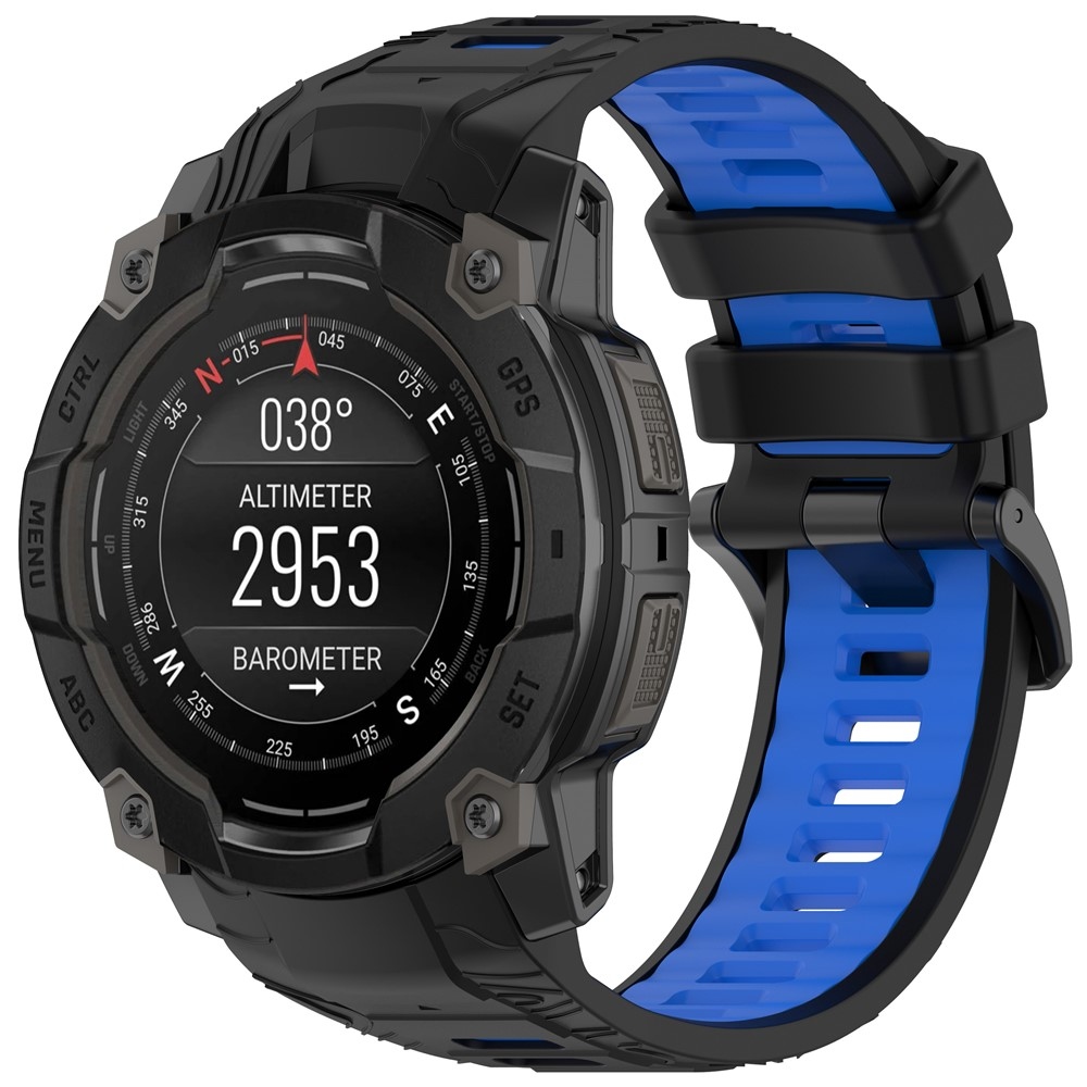 Scheme szilikon karkötő, 26 mm, Garmin Instinct 3 50 mm/Instinct 3 Solar 50 mm modellekhez – fekete/kék