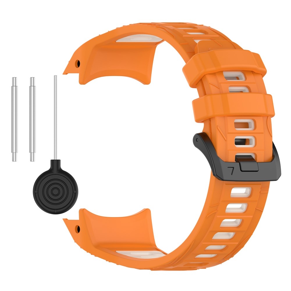 Scheme szilikon karkötő, 26 mm, Garmin Instinct 3 50 mm/Instinct 3 Solar 50 mm modellekhez – narancssárga/bézs