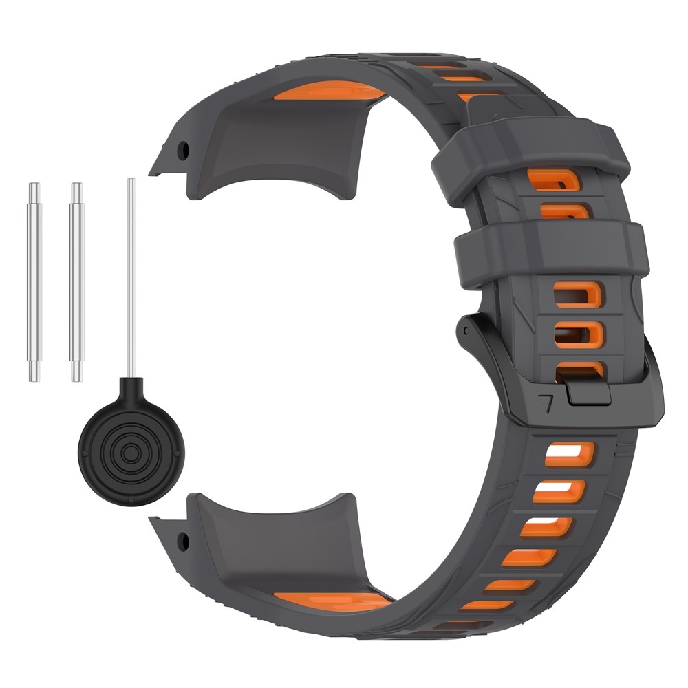 Scheme szilikon karkötő, 26 mm, Garmin Instinct 3 50 mm/Instinct 3 Solar 50 mm modellekhez – szürke/narancssárga