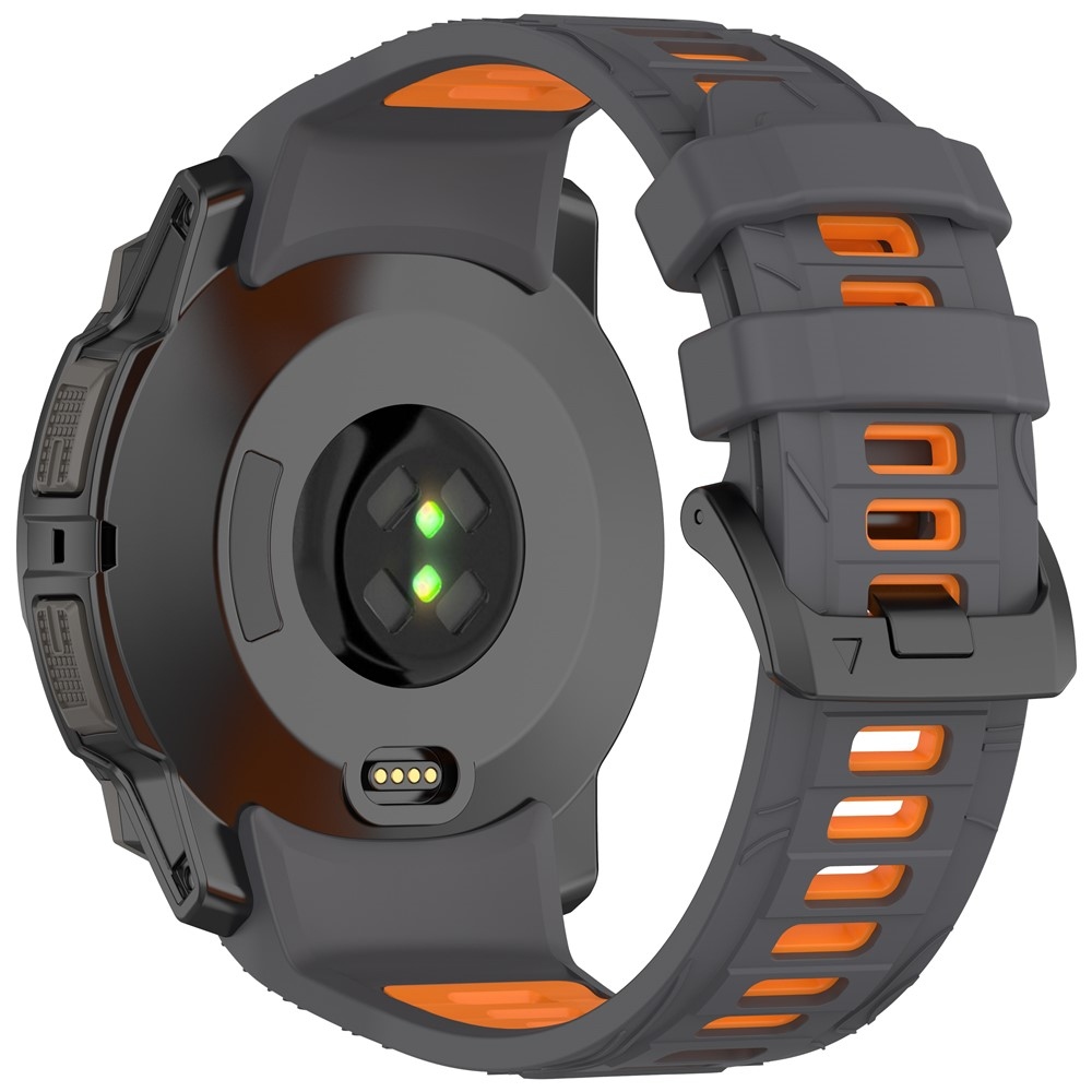 Scheme szilikon karkötő, 26 mm, Garmin Instinct 3 50 mm/Instinct 3 Solar 50 mm modellekhez – szürke/narancssárga