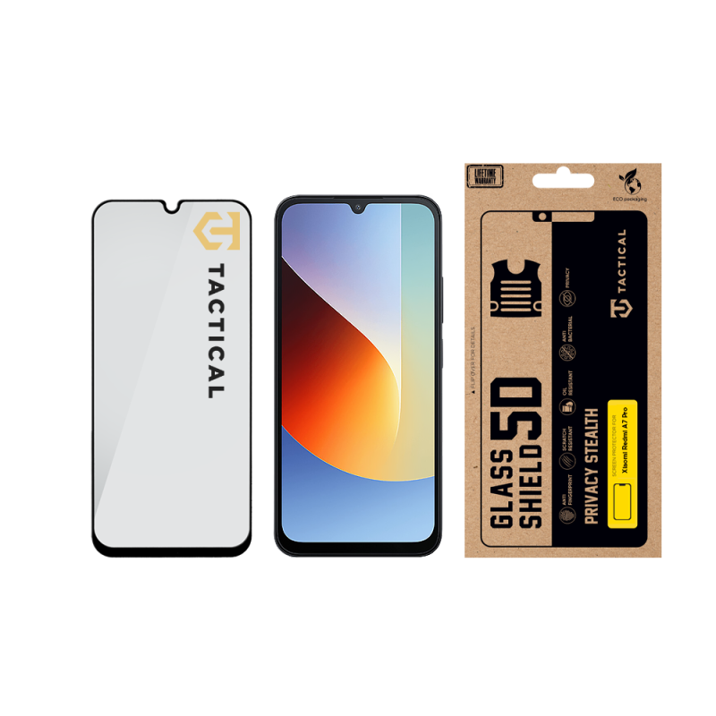 Tactical Glass Shield Privacy Stealth 5D üveg a Xiaomi Redmi A7 Pro Black készülékhez