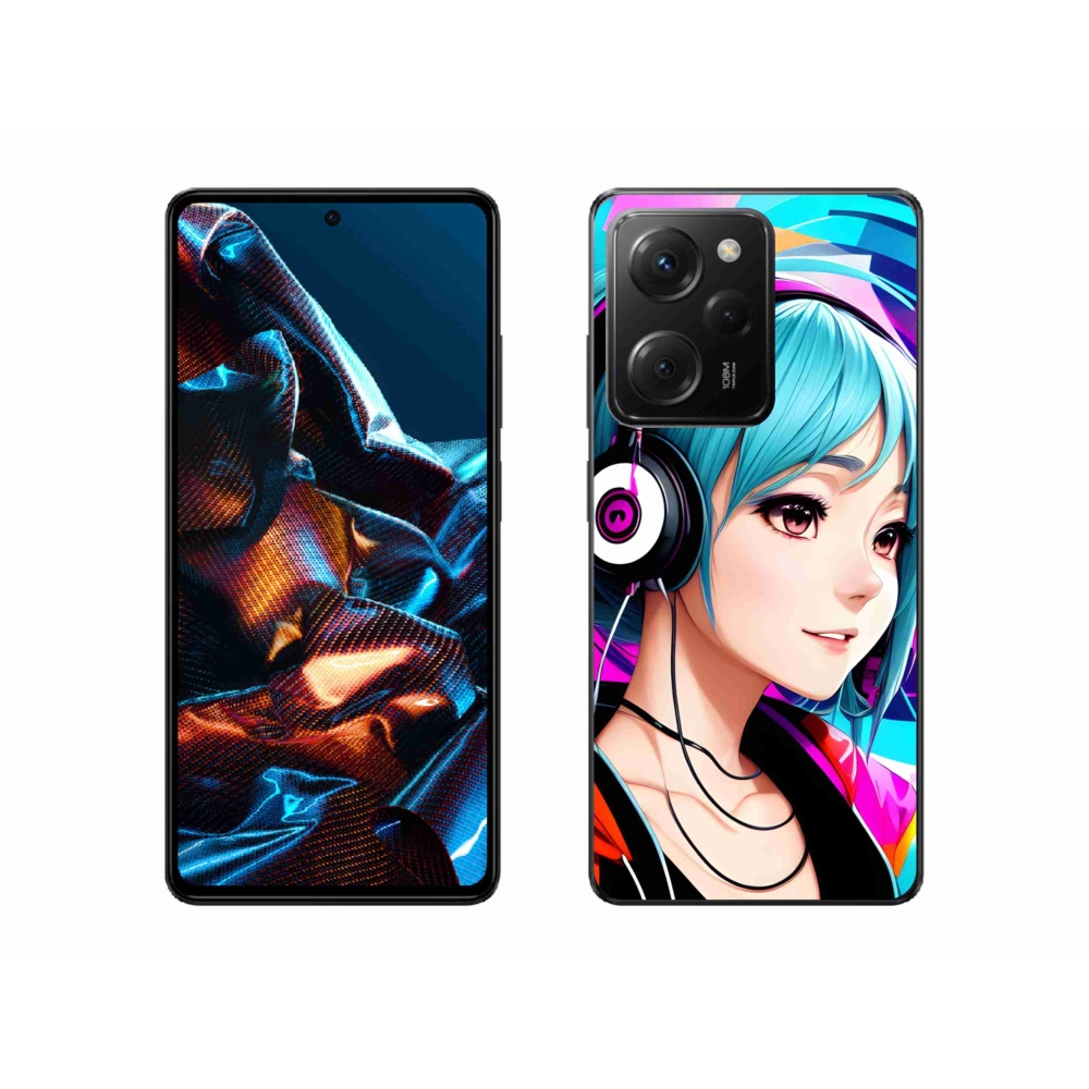 Gél borítás mmCase a Xiaomi Poco X5 Pro 5G-hez - lány fejhallgatóval