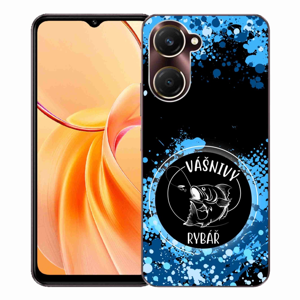 Gél borító mmCase a Vivo Y28s 5G-hez - szenvedélyes halász fekete háttérrel