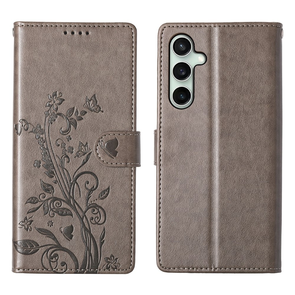Virágok könyv tok Samsung Galaxy S25 FE készülékhez - szürke